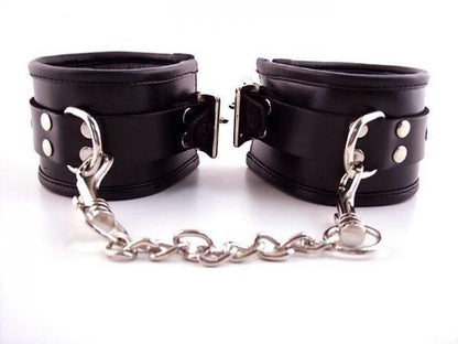 Rouge Padded Leather Wrist Cuffs Black